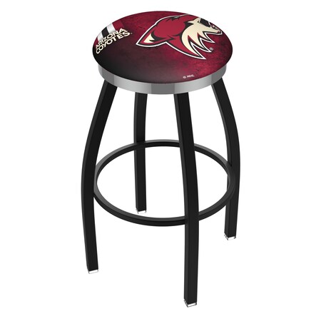 L8B2C Arizona Coyotes  36 Swivel Bar Stool With A Black Wrinkle And Chrome Finish